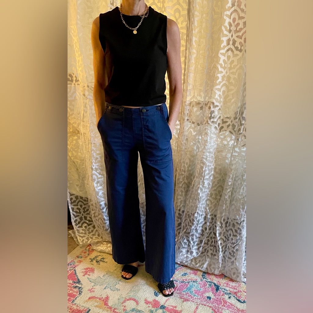 Pilcro Navy Sailor Inspired Wide Leg Pants Size 28
